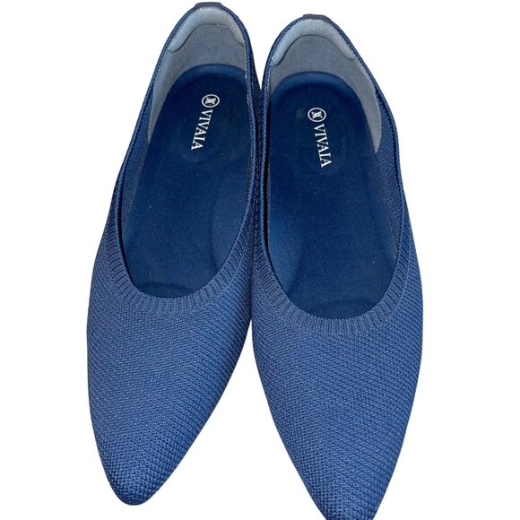 VIVAIA Aria Womens Size 39 Navy Blue Knit Pointed Toe Ballet Flats Casual - Picture 6 of 8